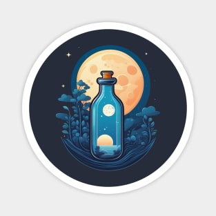 catch the moon in a bottle with trees Magnet